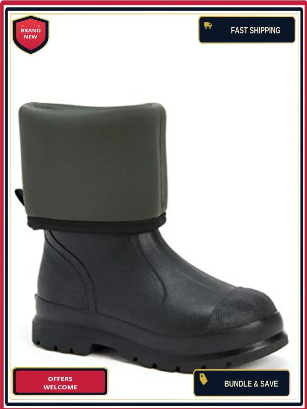 Water Resistant Neoprene Pull-On Work Boot Mid-Calf